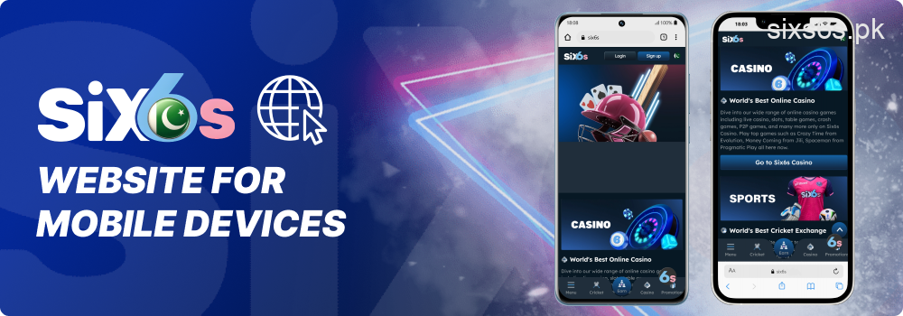 Mobile-optimized Six6s casino website interface
