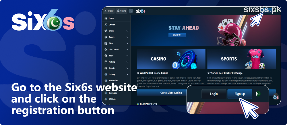 Starting account creation on Six6s via site or app
